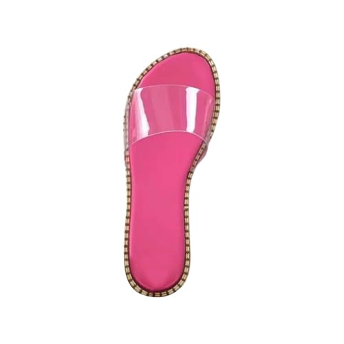 SEEGOU Damen-Strandsandalen, hohle lässige Hausschuhe, flache Schuhe, Retro-Sandalen Damenschuhe Gelb Lack (Pink, 40) von SEEGOU