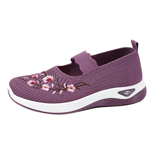 SEEGOU Damenschuhe, ethnische Freizeitschuhe, Sommermode, hohl, atmungsaktiv, Flacher Absatz, weiche Sohle, Freizeitschuhe S Damen Schuhe 42 (Purple, 36) von SEEGOU