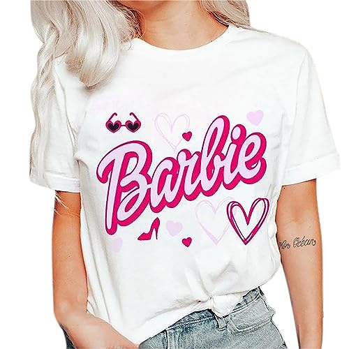 SEEGOU Frauen Mode Elegante T Shirt Sommer Casual Rundhalsausschnitt Top Retro Fit Kurzarm Film Merchandise Geschenk (Weiß-1, S) von SEEGOU