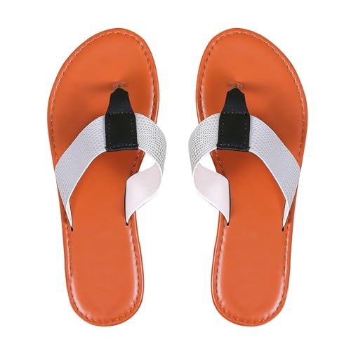 SEEGOU Sommer-Strandsandalen für Damen mit flachem Boden und großem Zehenclip und weichem Boden Atmungsaktive Schuhe Damen 41 (Silver, 36) von SEEGOU