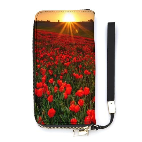 SEEKJOYS Damen-Geldbörse, Retro-Uhr, Kartenhalter, Clutch, stilvolle Ledergeldbörse mit Handgelenkschlaufe, lange Damengeldbörse, Mohnblumen füllen die Felder, 20x10.5cm SEEKJOYS Damen-Geldbörse, Retro-Uhr, Kartenhalter, Clutch, stilvolle Ledergeldbörse mit Handgelenkschlaufe, lange Damengeldbörse, Mohnblumen füllen die Felder, 20x10.5cm von SEEKJOYS