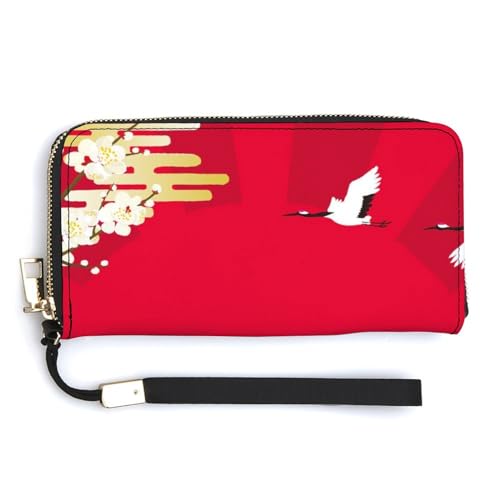 SEEKJOYS Geldbörsen für Frauen Marmor Textur Lange Frauen Geldbörse mit Wristlet Handgelenkschlaufe PU Leder Große Kapazität Multi Karten Fall Damen Geldbörsen, Japanische Kultur Mount Fuji Muster, von SEEKJOYS