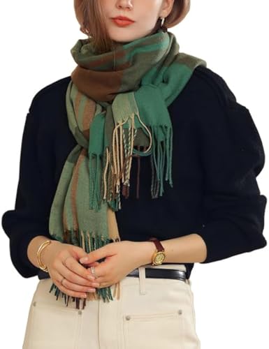 SEEKWISH Damen Schal Winter Dick Warm Tartan Streifen Plaid Nachahmung Kaschmir von SEEKWISH