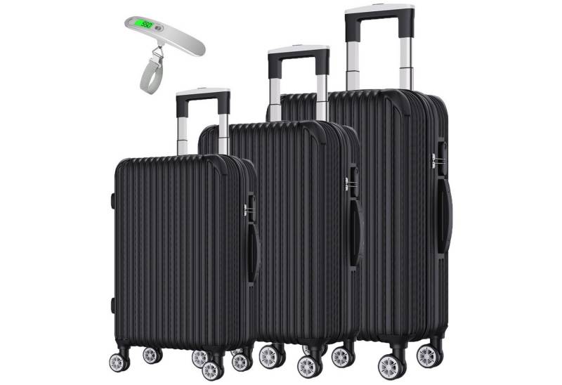 SEEZSSA Trolleyset Hartschalen 3er Kofferset Rollkoffer Reisekoffer, mit Tragbare Waage und 4 Rollen,Koffer Set M L XL,Schwarz B SEEZSSA Trolleyset Hartschalen 3er Kofferset Rollkoffer Reisekoffer, mit Tragbare Waage und 4 Rollen,Koffer Set M L XL,Schwarz B von SEEZSSA