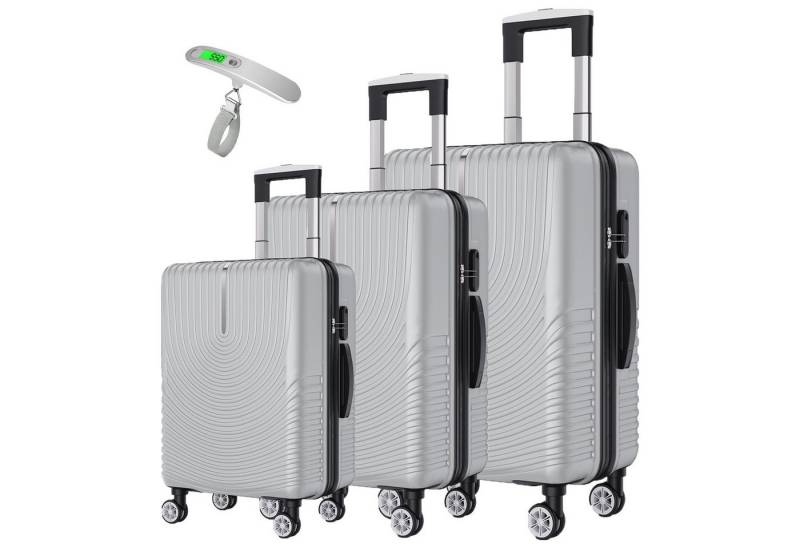 SEEZSSA Trolleyset Hartschalen 3er Kofferset Rollkoffer Reisekoffer, mit Tragbare Waage und 4 Rollen,Koffer Set M L XL,Silber SEEZSSA Trolleyset Hartschalen 3er Kofferset Rollkoffer Reisekoffer, mit Tragbare Waage und 4 Rollen,Koffer Set M L XL,Silber von SEEZSSA
