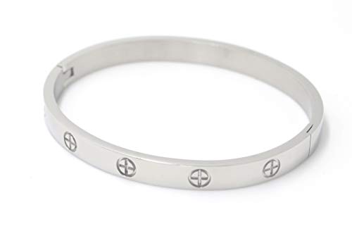 Luxus vergoldeter Edelstahl einfacher Stil Liebe Armreif Armband för Frauen(Silber in Größe16) von SEFILKO
