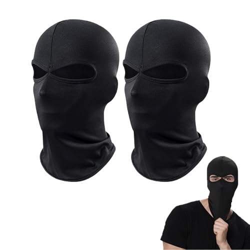SEFIRST 2 Stücke Sturmhauben mit 2 Löchern, Motorrad Gesichtshaube Skimaske Hals Gaiter für Damen und Herren, Kühlung Balaclava UV Schutz Atmungsaktiv Maske für Radfahren Sports,Einheitsgröße(Schwarz) von SEFIRST