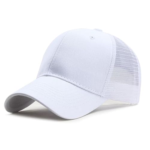 SEFIRST Baseballkappe für Herren und Damen, Baseball Cap Netzstoff Sonnenmütze Basecap, Baumwolle Trucker Cape, Verstellbar, Mütze für Outdoor Running Freizeit, Waschbare, Einheitsgröße, Weiß SEFIRST Baseballkappe für Herren und Damen, Baseball Cap Netzstoff Sonnenmütze Basecap, Baumwolle Trucker Cape, Verstellbar, Mütze für Outdoor Running Freizeit, Waschbare, Einheitsgröße, Weiß von SEFIRST