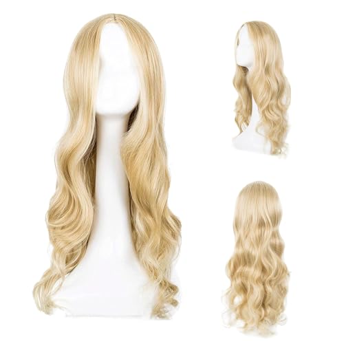 SEFIRST Lange Gewellt Blond Perücke für Frauen Mädchen, Charmante Frauen Lange Lockige Volle Haar Gewellt Perücke, 27’’ Cosplay Kostüm Perücke für Halloween Party Tägliche Karneval Fasching (Blond) von SEFIRST
