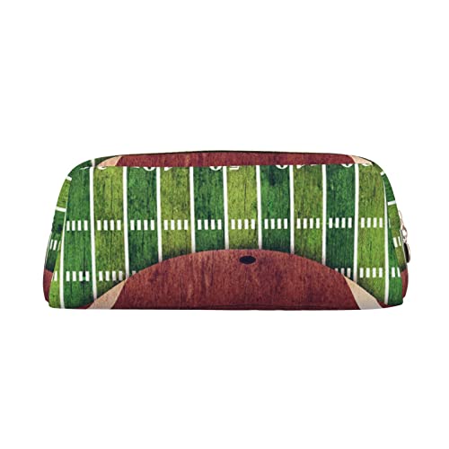 SEFZCXDN American Football Feld und Ball Print Federmäppchen Halter Schreibwarenbeutel Mehrzweck-Reise-Kosmetiktasche, gold, Einheitsgröße, Kosmetikkoffer von SEFZCXDN