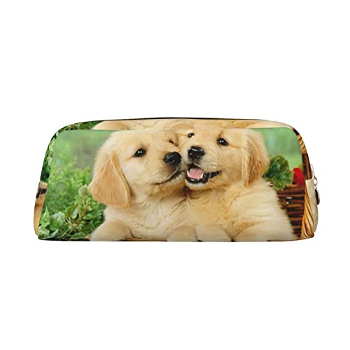 SEFZCXDN Federmäppchen, Motiv: Hund Golden Retriever, Schreibwaren-Tasche, Mehrzweck-Kosmetiktasche, gold, Einheitsgröße, Kosmetikkoffer von SEFZCXDN