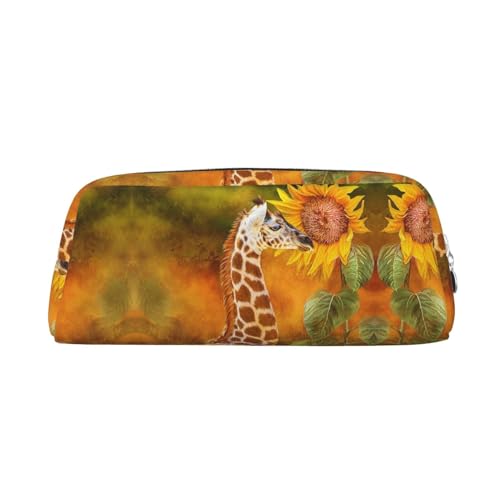 SEFZCXDN Federmäppchen mit Giraffen- und Sonnenblumen-Aufdruck, Schreibwaren-Tasche, Mehrzweck-Reise-Kosmetiktasche, silber, Einheitsgröße, Kosmetikkoffer von SEFZCXDN