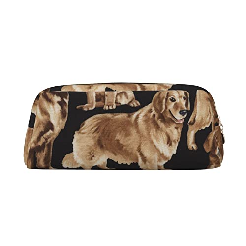 SEFZCXDN Federmäppchen mit Golden Retriever-Aufdruck, Schreibwaren-Tasche, Mehrzweck-Kosmetiktasche für Reisen, gold, Einheitsgröße, Kosmetikkoffer von SEFZCXDN