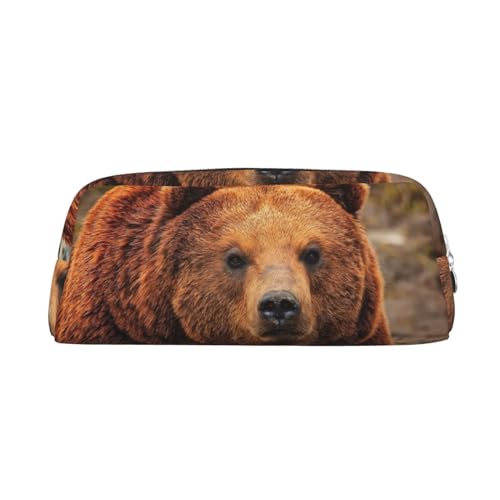 SEFZCXDN Federmäppchen mit Grizzly-Bär-Aufdruck, Schreibwaren-Tasche, Mehrzweck-Kosmetiktasche für Reisen, silber, Einheitsgröße, Kosmetikkoffer von SEFZCXDN