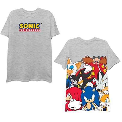 SEGA Sonic The Hedgehog Herren Shirt - The Blur Blur - Official Front and Back Placement Print T-Shirt, Meliert, XL von SEGA