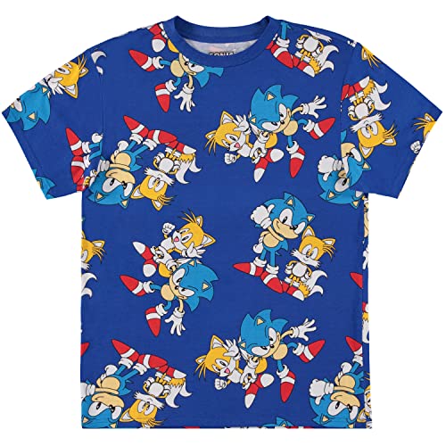 SEGA Sonic The Hedgehog Herren Shirt - The Fastest Thing Alive - The Blur Blur - Offizielles Allover Print T-Shirt, Marineblau, XX-Large von SEGA