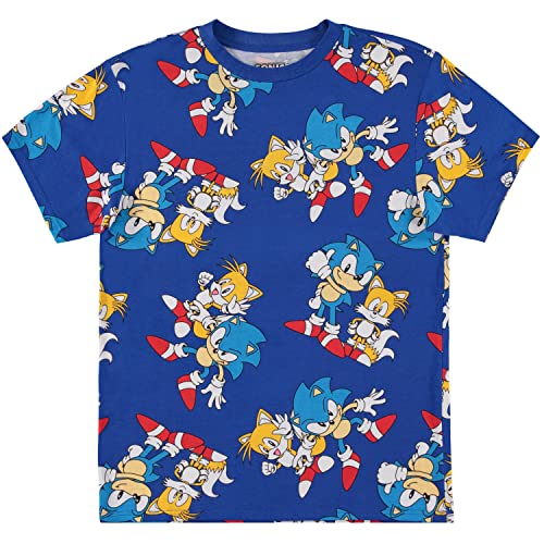 SEGA Sonic The Hedgehog Herren Shirt - The Fastest Thing Alive - The Blur Blur - Official Allover Print T-Shirt, Marineblau, XX-Large von SEGA