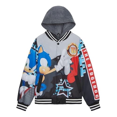 Sonic Jungen Bomberjacke The Hedgehog Button-Up Varsity Jacket, Schwarz, 7 von SEGA