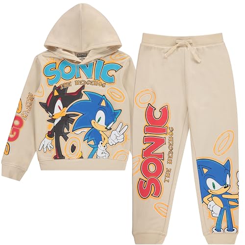 Sonic The Hedgehog Jungen Graphic Hoodie und Joggerhose, 2-teiliges Outfit-Set, Größen 4–20, Helle Birke, 4-5 von SEGA