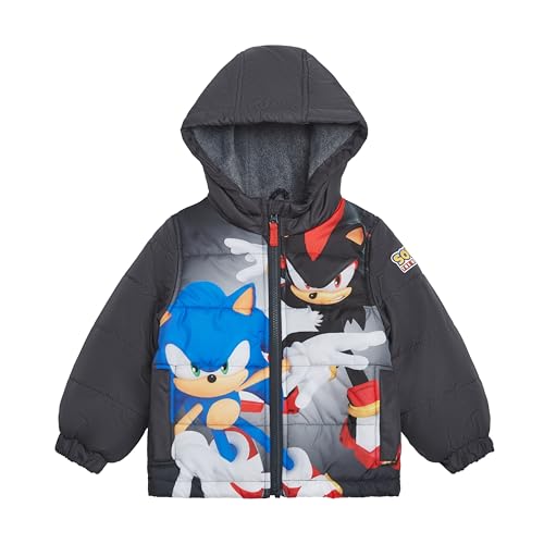 Sonic the Hedgehog Jungen Heavyweight Puffer Hooded Bubble Jacket Wintermantel, Grau Sonic and Shadow, 8 von SEGA