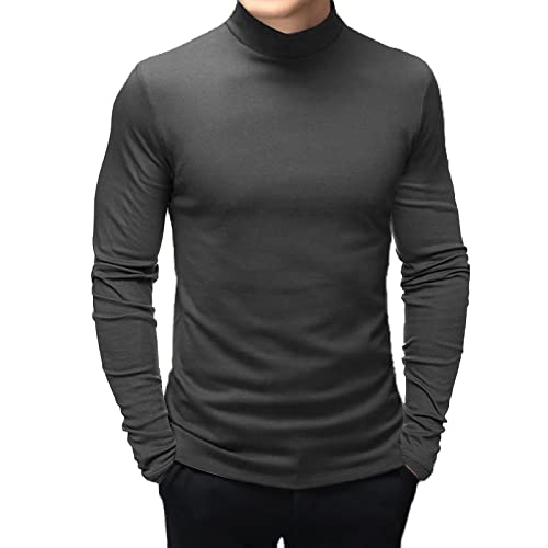 SEGANUP Herren Langarmshirt Sweatshirt mit hohem Kragen Slim Fit Pullover, grau, XX-Large von SEGANUP