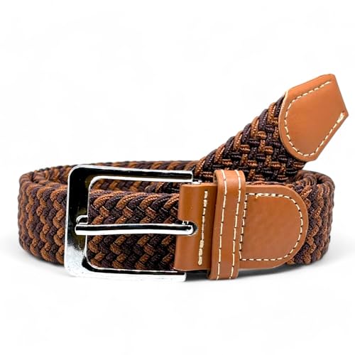 SEGMENTES Elastischer Herrengürtel – geflochtener und verstellbarer Gürtel in zwei Farben, ohne Löcher für maximalen Komfort – Homengürtel und vielseitiger Damengürtel, Dunkelbraun und Kaffee, One von SEGMENTES