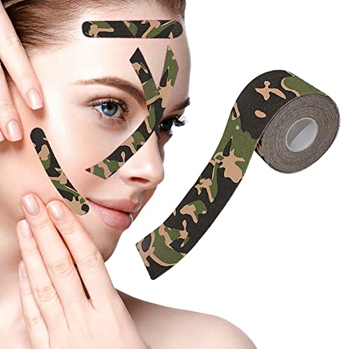 Face Lifting Tape,Myofasziales Gesichtstraffungsband,Wrinkles Schminkles, Anti-Falten-Pflaster,Multifunktional Wrinkle Patch,Straffung der Haut,für Stirnfalten, Smile-Linien, 2.5 cm*5 m Militärgrün von SEGMINISMART