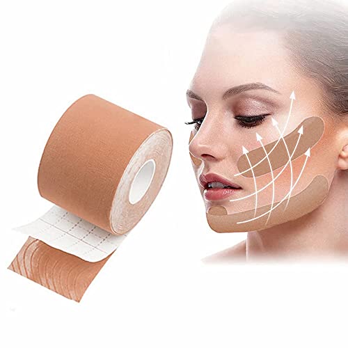 Face Lifting Tape,Wrinkle Schminkles,Anti-Falten Patches,Myofasziales Gesichtstraffungsband,Facial Patches,Multifunktional Face Tape,Wrinkle Patch für Straffung und Straffung der Haut,2,5cm*5m,Beige von YWZGJY