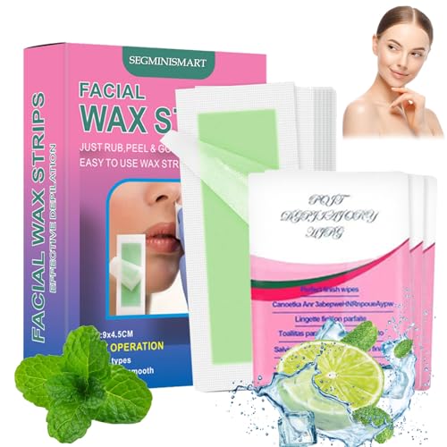 Wachsstreifen Haarentfernung, Wachsstreifen Haarentfernung Set, Haarentfernung für das Gesicht, Lippen & Augenbrauen Kaltwachs Enthaarung Streifen fürs Frauen Gesicht,alle Hauttypen 30 PCS von SEGMINISMART