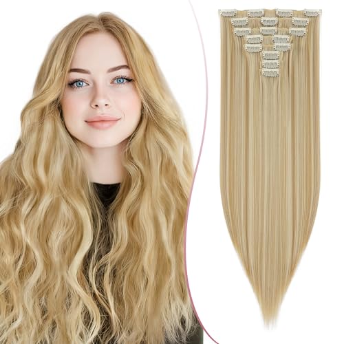 SEGO Pro 18 Zoll Dicke Highlight Haarteil 8PCS Lange Gerade Clip in Extensions Vollen Kopf 130g Kunstfaser Haarteile Für Frauen, Hellbraun & Bleichblond SEGO Pro 18 Zoll Dicke Highlight Haarteil 8PCS Lange Gerade Clip in Extensions Vollen Kopf 130g Kunstfaser Haarteile Für Frauen, Hellbraun & Bleichblond von SEGO Pro