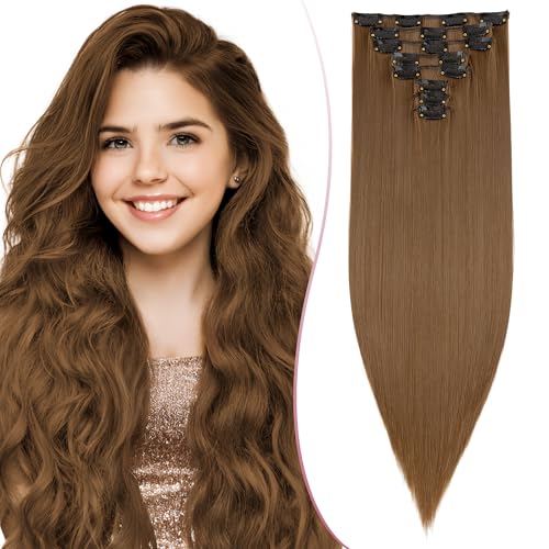 SEGO Pro 18 Zoll Dicke Highlight Haarteil 8PCS Lange Gerade Clip in Extensions Vollen Kopf 130g Kunstfaser Haarteile Für Frauen, Hellbraun SEGO Pro 18 Zoll Dicke Highlight Haarteil 8PCS Lange Gerade Clip in Extensions Vollen Kopf 130g Kunstfaser Haarteile Für Frauen, Hellbraun von SEGO Pro