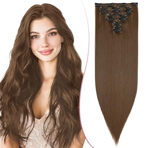 SEGO Pro 18 Zoll Dicke Highlight Haarteil 8PCS Lange Gerade Clip in Extensions Vollen Kopf 130g Kunstfaser Haarteile Für Frauen, Mittelbraun SEGO Pro 18 Zoll Dicke Highlight Haarteil 8PCS Lange Gerade Clip in Extensions Vollen Kopf 130g Kunstfaser Haarteile Für Frauen, Mittelbraun von SEGO Pro