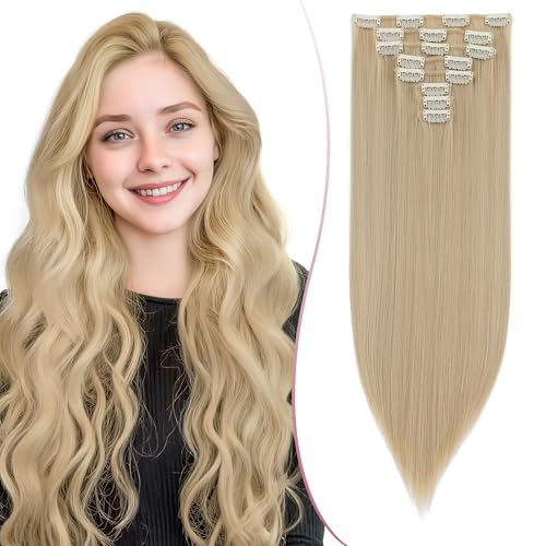 SEGO Pro 18 Zoll Dicke Highlight Haarteil 8PCS Lange Gerade Clip in Extensions Vollen Kopf 130g Kunstfaser Haarteile Für Frauen, Sandblond SEGO Pro 18 Zoll Dicke Highlight Haarteil 8PCS Lange Gerade Clip in Extensions Vollen Kopf 130g Kunstfaser Haarteile Für Frauen, Sandblond von SEGO Pro