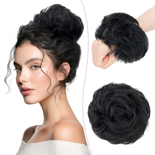 SEGO Pro 25g Haarschmuck Dutt Haarteil Echthaar Wellig Lockig Haardutt Haarverlängerung Haarteile Haar Scrunchies für Damen, 01#Schattenschwarz SEGO Pro 25g Haarschmuck Dutt Haarteil Echthaar Wellig Lockig Haardutt Haarverlängerung Haarteile Haar Scrunchies für Damen, 01#Schattenschwarz von SEGO Pro