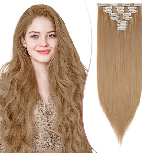 SEGO Pro 26 Zoll Dickes Highlight Haarteil 8PCS Lange Gerade Clip in Extensions Voller Kopf 175g Synthetische Faser Haarteile Für Frauen, Dunkelblond SEGO Pro 26 Zoll Dickes Highlight Haarteil 8PCS Lange Gerade Clip in Extensions Voller Kopf 175g Synthetische Faser Haarteile Für Frauen, Dunkelblond von SEGO Pro