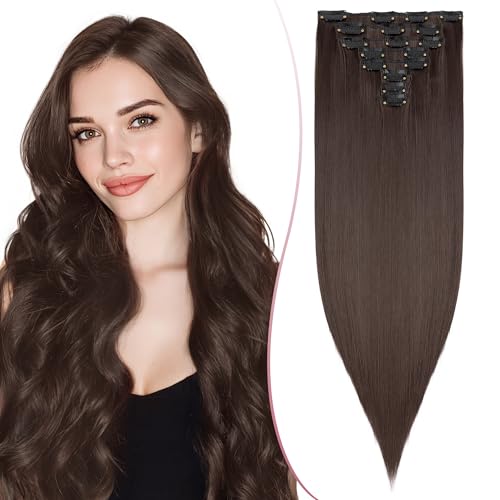 SEGO Pro 26 Zoll Dickes Highlight Haarteil 8PCS Lange Gerade Clip in Extensions Voller Kopf 175g Synthetische Faser Haarteile Für Frauen, Dunkelbraun SEGO Pro 26 Zoll Dickes Highlight Haarteil 8PCS Lange Gerade Clip in Extensions Voller Kopf 175g Synthetische Faser Haarteile Für Frauen, Dunkelbraun von SEGO Pro