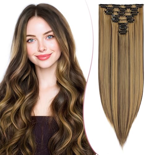 SEGO Pro 26 Zoll Dickes Highlight Haarteil 8PCS Lange Gerade Clip in Extensions Voller Kopf 175g Synthetische Faser Haarteile Für Frauen, Hellbraun & Blonde Highlights SEGO Pro 26 Zoll Dickes Highlight Haarteil 8PCS Lange Gerade Clip in Extensions Voller Kopf 175g Synthetische Faser Haarteile Für Frauen, Hellbraun & Blonde Highlights von SEGO Pro