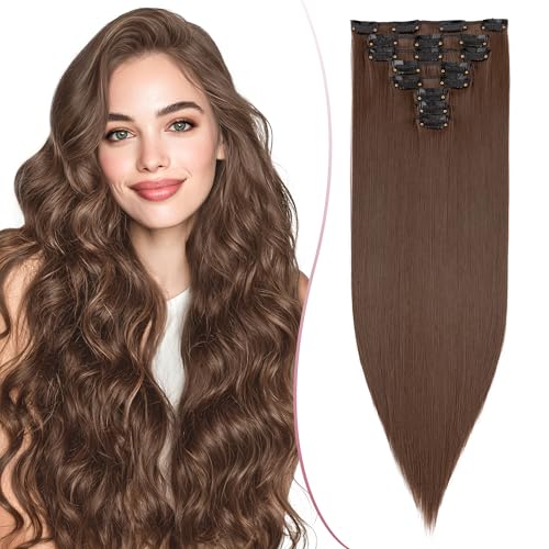 SEGO Pro 26 Zoll Dickes Highlight Haarteil 8PCS Lange Gerade Clip in Extensions Voller Kopf 175g Synthetische Faser Haarteile Für Frauen, Schokoladenbraun SEGO Pro 26 Zoll Dickes Highlight Haarteil 8PCS Lange Gerade Clip in Extensions Voller Kopf 175g Synthetische Faser Haarteile Für Frauen, Schokoladenbraun von SEGO Pro