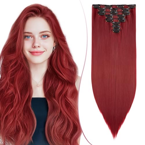 SEGO Pro 26 Zoll Dickes Highlight Haarteil 8PCS Lange Gerade Clip in Extensions Voller Kopf 175g Synthetische Faser Haarteile Für Frauen, Weinrot SEGO Pro 26 Zoll Dickes Highlight Haarteil 8PCS Lange Gerade Clip in Extensions Voller Kopf 175g Synthetische Faser Haarteile Für Frauen, Weinrot von SEGO Pro