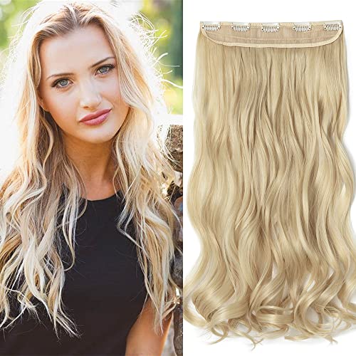 SEGO Clip in Extensions 60cm lange 3/4 voller Kopf Haarverlängerung Haarteil Gewellt 1 Tresse naturliche für Mädchen Golden Mix Bleichblond von SEGO