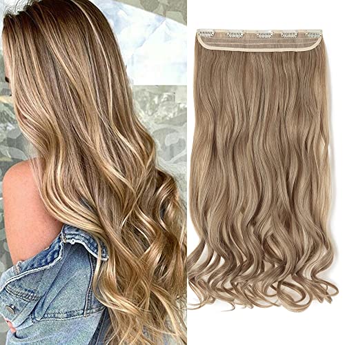 SEGO Clip in Extensions 60cm lange 3/4 voller Kopf Haarverlängerung Haarteil Gewellt 1 Tresse naturliche für Mädchen Hell Aschbraun Mix Bleichblond von SEGO