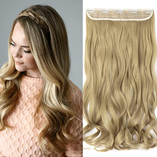 SEGO Clip in Extensions 60cm lange 3/4 voller Kopf Haarverlängerung Haarteil Gewellt 1 Tresse naturliche für Mädchen Mittelblond von SEGO