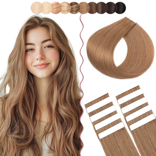 SEGO Tape Extensions Echthaar 10pcs Extensions Echthaar 15g Tape In Extensions Echthaar Invisible Echthaar Extensions Tape Glatt Haarverlängerung Für Frauen 55 cm # 06 von SEGO