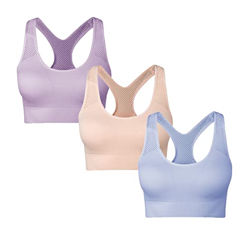 SEGRILA Sport BH Damen Bustier Ohne Bügel Racerback Gepolstert Yoga Fitness Training Rosa,Lila,Blau, M von SEGRILA