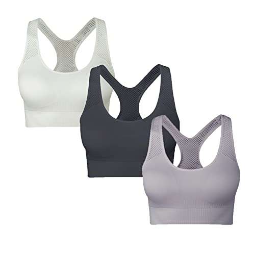 SEGRILA Sport BH Damen Bustier Ohne Bügel Racerback Gepolstert Yoga Fitness Training Schwarz,Weiß,Grau, M von SEGRILA