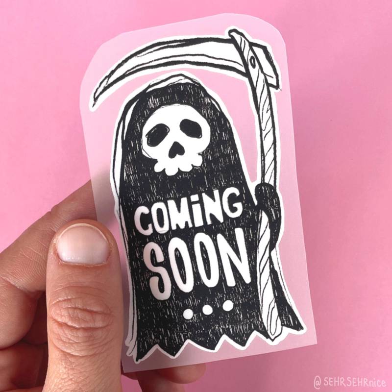 Bügelbild Sensemann, Applikation Mit Schwarzem Humor Zum Geburtstag, Oeko-Tex Zertifizierte Tinte, Waschbar Bis 60 Grad von SEHRSEHRnice