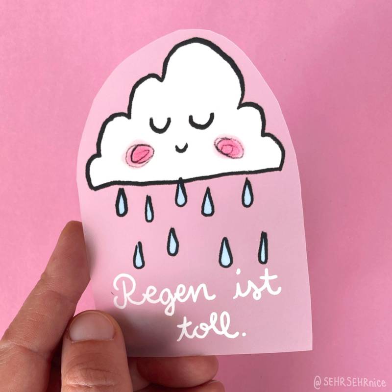 Bügelbild Wolke Mit Regen Und Spruch, Applikation Wolke, Oeko-Tex Zertifizierte Tinte, Bis Waschbar 60 Grad von SEHRSEHRnice
