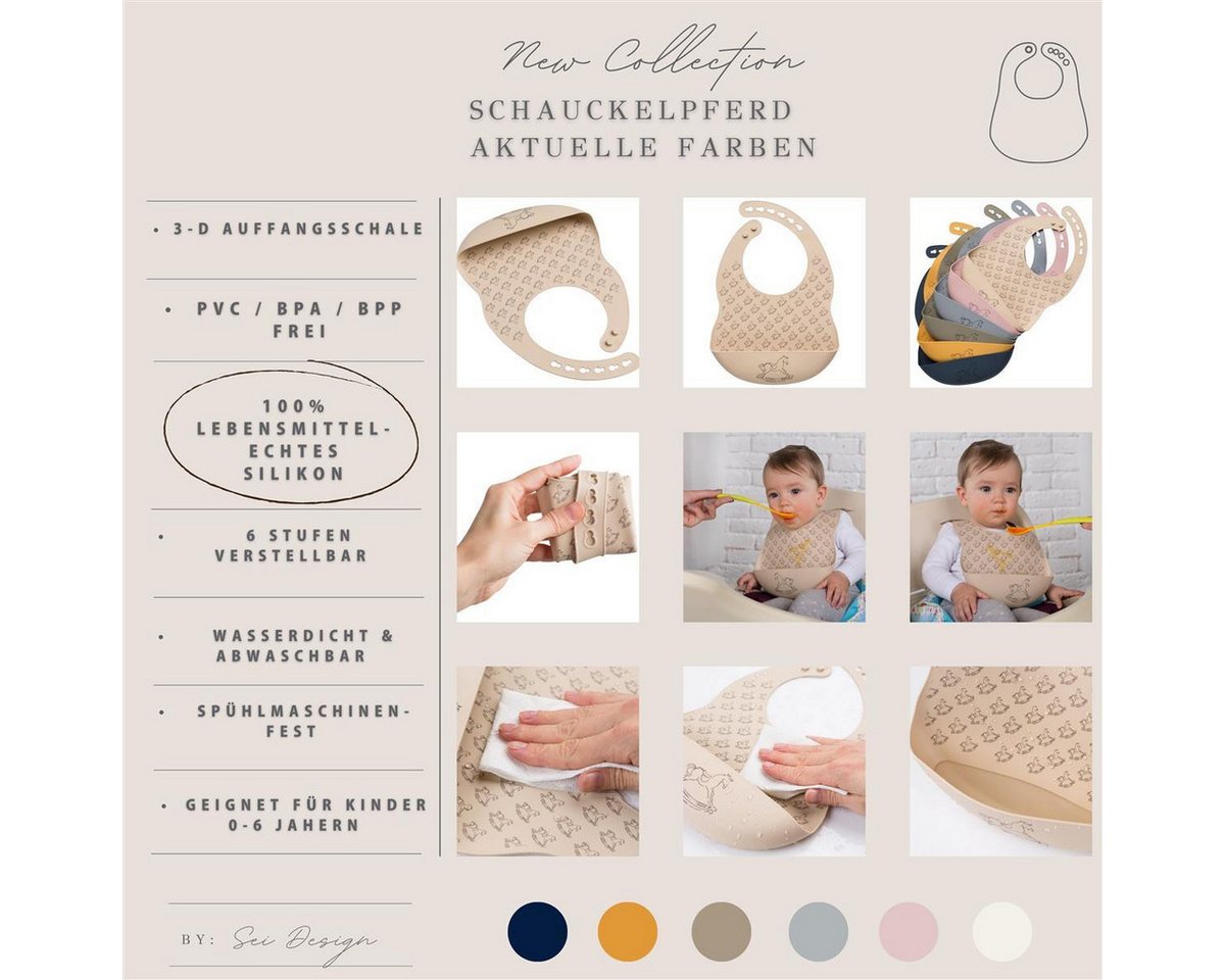 SEI Design Lätzchen Baby Lätzchen mit Auffangschale - Shifting Sand, BPA/PVC/BPP-frei von SEI Design