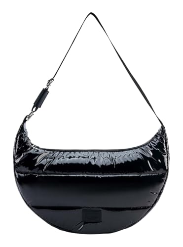 SEIDENFELT MANUFAKTUR Umhängetasche Schultertasche Norrlida Glossy Nylon Halfmoon Bag Black schwarz von SEIDENFELT MANUFAKTUR