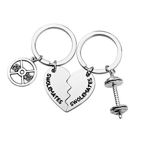 SEIRAA Swolemates Schlüsselanhänger Workout Schmuck Fitness Geschenk Gewichtheben Schlüsselanhänger Fitness Paare Geschenk Freundschaft Schlüsselanhänger von SEIRAA